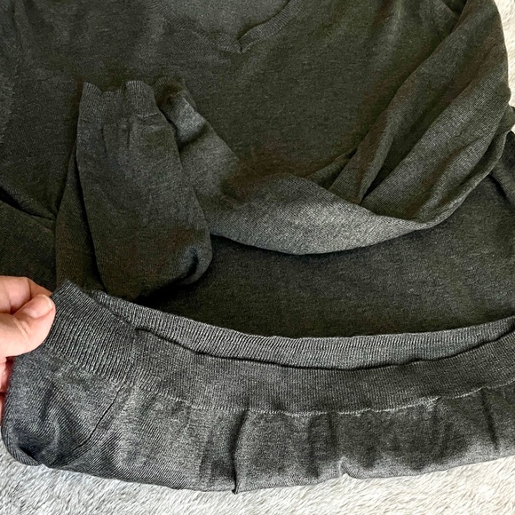 Calvin Klein V-Neck Silk Knit Slim Fit Sweater, Gray, Lightweight, Size Medium - Picture 5 of 6